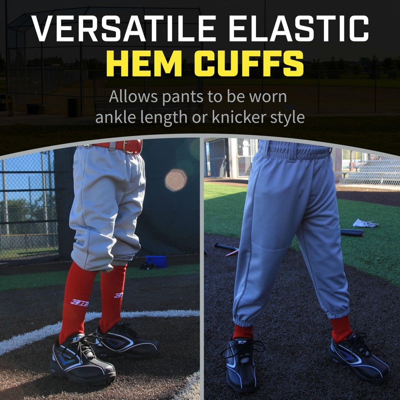 3N2 Clutch Boys Youth Baseball Pants - 100% Polyester Lightweight with Reinforced Knees, Elastic Hem & Waistband - (Grey, YS) - Image 5